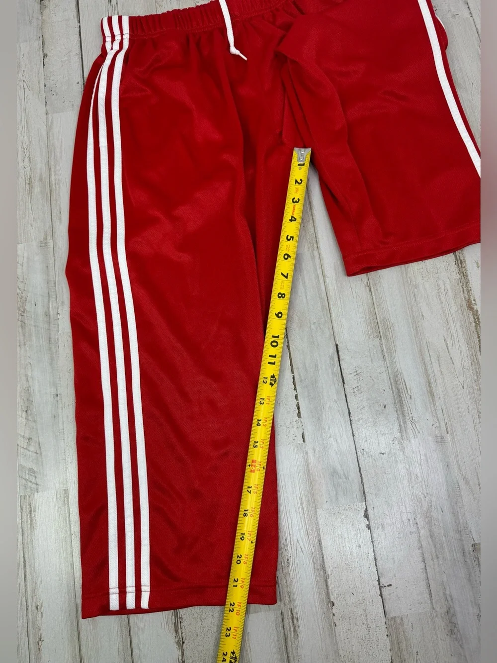 Adidas Basketball Shorts Mens Large Red White 3 Stripe Athletic